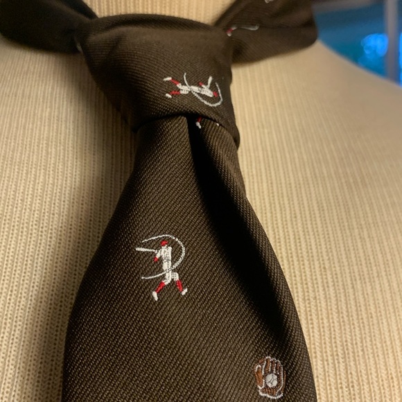 RETRO VINTAGE 70’s EMBROIDERED BASEBALL MAJOR LEAGUE NECKTIE - Picture 1 of 11